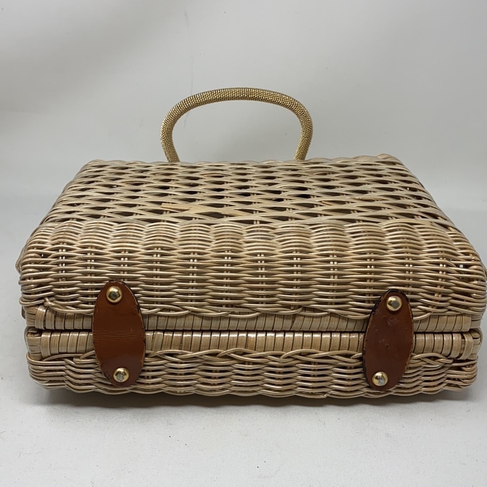 Vintage Structured Large Rectangle Woven Purse - image 6